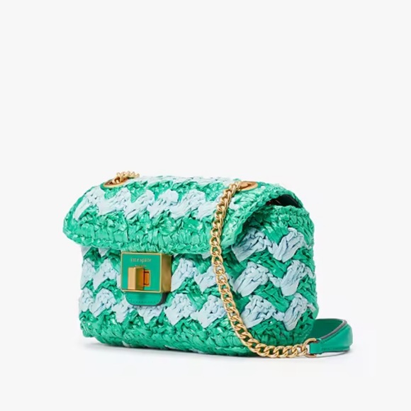 Kate spade Evelyn striped crochet raffia small shoulder cross body convertible - Picture 15 of 16